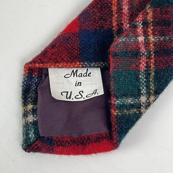 Vtg Pendleton Red Plaid Wool Tie USA Made 3 in wide 56 in long necktie Tartan - Picture 5 of 7
